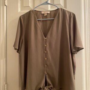 Elegant Tan Button-Up Women's Top